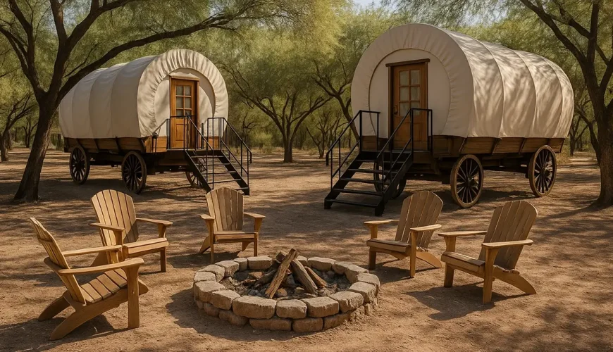 Covered Wagon Camping Glamping in Tucson Solana Ranch Social