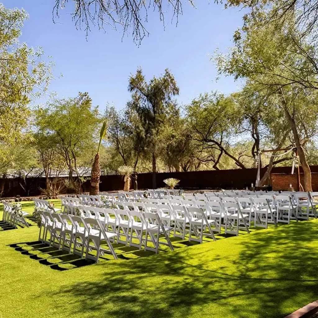 Solana Guest Ranch Lawn Wedding Seating Guests Tucson
