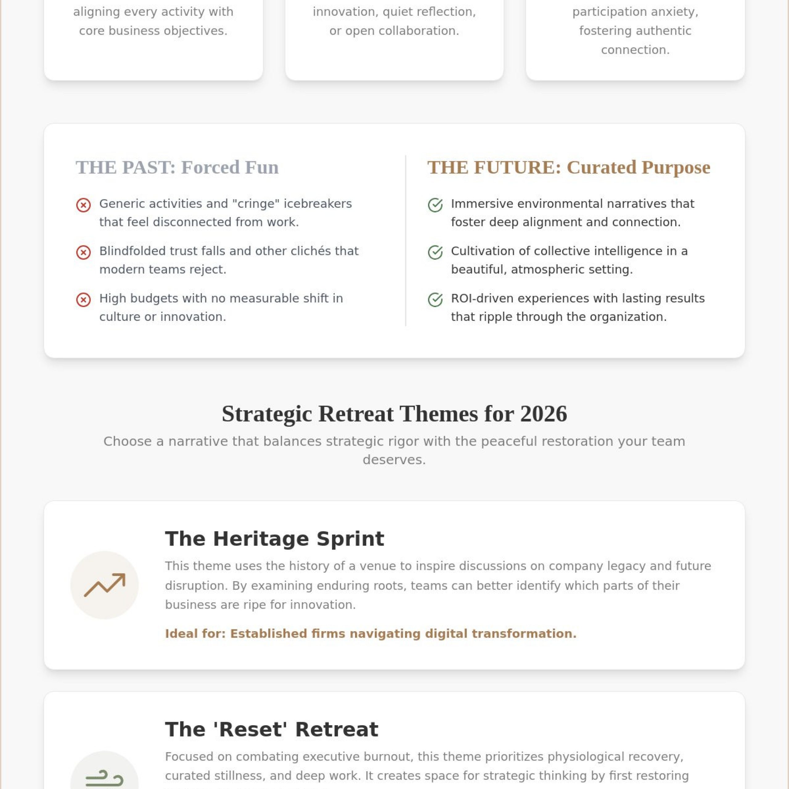 Inspiring Corporate Retreat Themes for 2026: Elevating the Executive Offsite